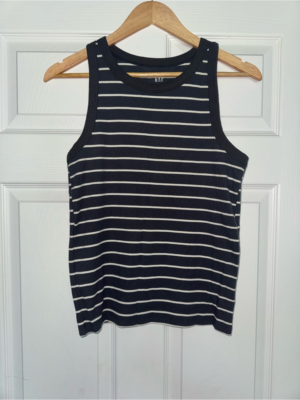 GAP Black & White Striped Ribbed Tank
